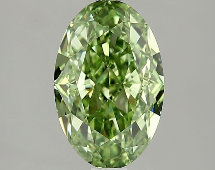Loose Lab Diamond IGI Oval 2.05ct Fancy Vivid Green IF: Loose Lab Diamond IGI Oval 2.05ct Fancy Vivid Green IF Loose lab-created diamond, IGI certified, weighing 2.05ct with Fancy Vivid Green color, IF clarity, excellent polish and symmetry; measures 9.76L