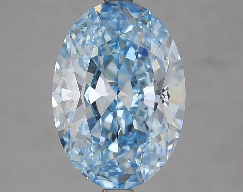 Loose Lab Diamond IGI Oval 4.09ct Fancy Intense Blue VVS2: Loose Lab Diamond IGI Oval 4.09ct Fancy Intense Blue VVS2 Loose Lab Diamond weighing 4.09ct, fancy intense blue color, clarity VVS2, certified by IGI. Measurements are 12.42L x 8.74W x 5.28H. Item Spe