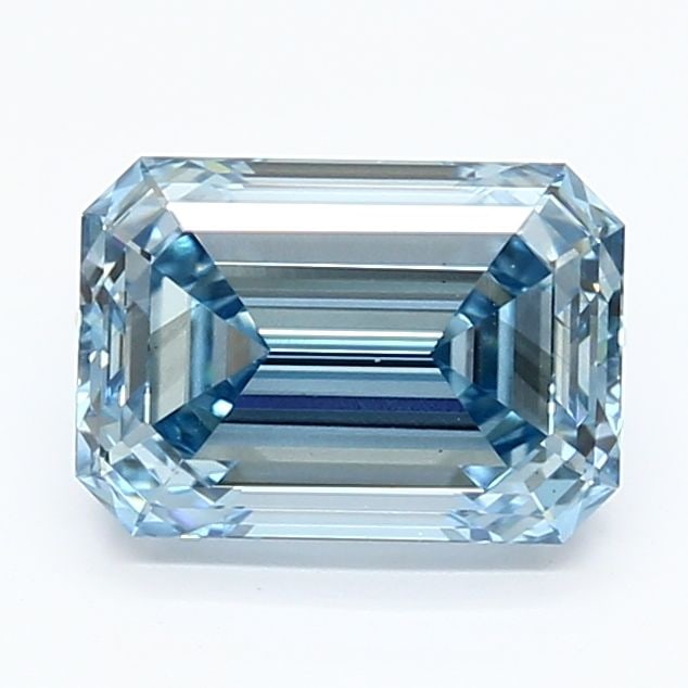 IGI Loose Lab Diamond 2.14ct Emerald Fancy Vivid Blue VS2: IGI Loose Lab Diamond 2.14ct Emerald Fancy Vivid Blue VS2 IGI Loose Lab Diamond weighing 2.14ct Emerald with Fancy Vivid Blue color and VS2 clarity, featuring EX polish and symmetry, measuring 8.64L x