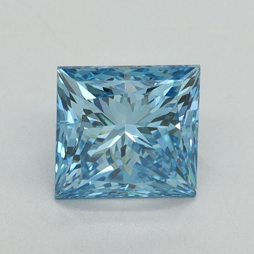 Loose Lab Diamond IGI Princess 1.59ct Fancy Vivid Blue VS2: Loose Lab Diamond IGI Princess 1.59ct Fancy Vivid Blue VS2 This loose lab diamond is a 1.59ct princess cut with Fancy Vivid Blue color and VS2 clarity, certified by IGI, featuring excellent polish and