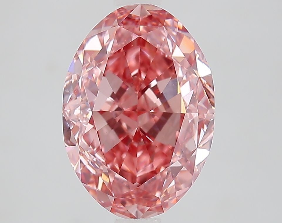 Loose Lab Diamond 2.93ct Fancy Vivid Brownish Pink VS1 - IGI Oval: Loose Lab Diamond 2.93ct Fancy Vivid Brownish Pink VS1 - IGI Oval Loose lab-grown diamond weighing 2.93ct, Fancy Vivid Brownish Pink color, VS1 clarity, with excellent polish and symmetry, certified b