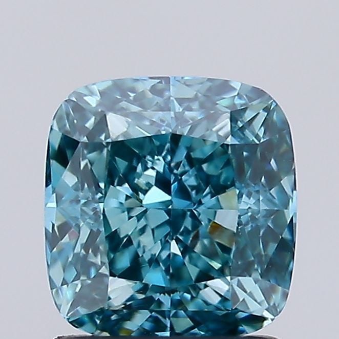 Loose Lab Diamond IGI Cushion Modified 1.5ct Fancy Vivid Green Blue VS1: Loose Lab Diamond IGI Cushion Modified 1.5ct Fancy Vivid Green Blue VS1 Loose lab-grown diamond weighing 1.5ct, cut in cushion modified shape, with a color grade of Fancy Vivid Green Blue and clarity