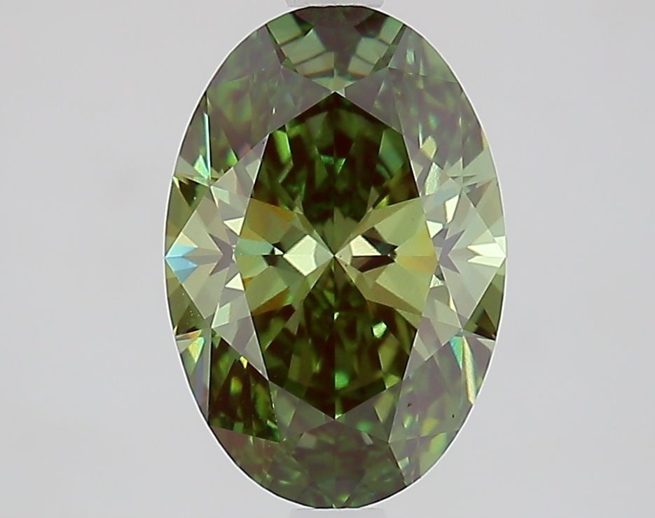 Loose Lab Diamond IGI Oval 2.2ct Fancy Vivid Green VS1: Loose Lab Diamond IGI Oval 2.2ct Fancy Vivid Green VS1 Loose lab-grown oval diamond, 2.2ct, fancy vivid green color, clarity VS1, excellent polish and symmetry, measurements 10.73L x 7.21W x 4.47H, ce