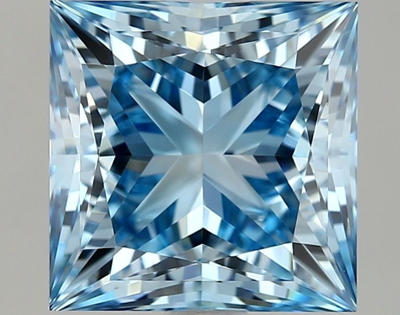 Loose Lab Diamond IGI Princess 2.06ct Fancy Vivid Blue VVS1: Loose Lab Diamond IGI Princess 2.06ct Fancy Vivid Blue VVS1 Loose Lab Diamond IGI Princess 2.06ct in Fancy Vivid Blue, VVS1 clarity, exhibiting excellent polish and symmetry. Certified by IGI, measuri