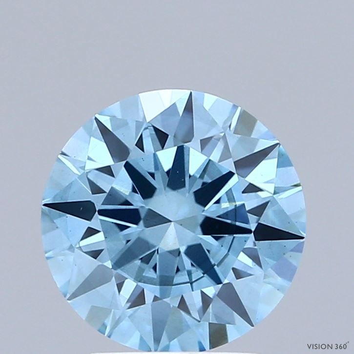 Ideal Loose Lab Diamond IGI Round 2.06ct Fancy Vivid Blue SI1: Ideal Loose Lab Diamond IGI Round 2.06ct Fancy Vivid Blue SI1 Ideal Loose Lab Diamond IGI Round 2.06ct in Fancy Vivid Blue, SI1 clarity, featuring excellent polish and symmetry. Certified by IGI, dime