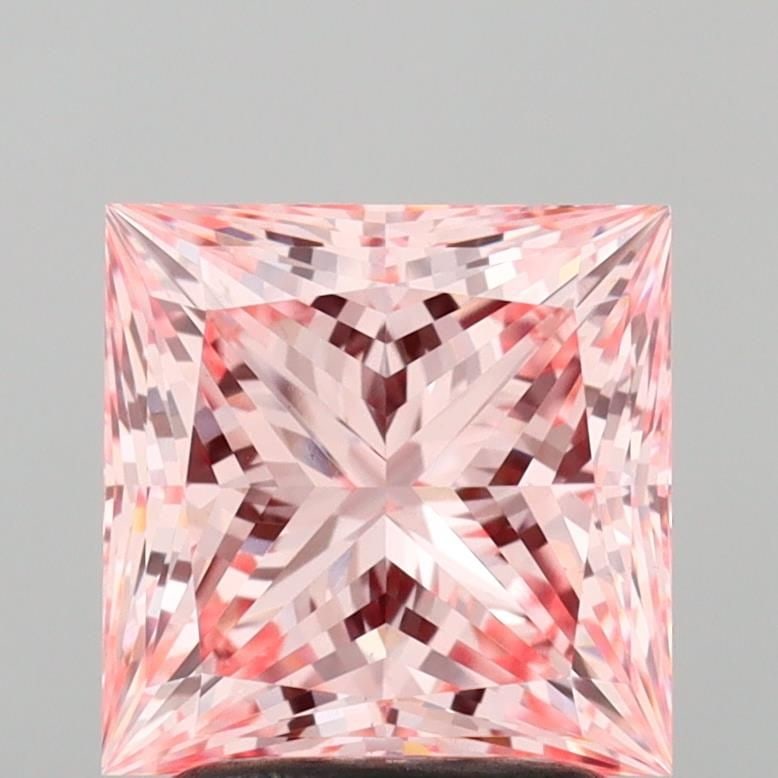 Loose Lab Diamond IGI Princess 2.37ct Fancy Intense Pink VS1: Loose Lab Diamond IGI Princess 2.37ct Fancy Intense Pink VS1 Loose lab-grown diamond, 2.37ct, princess cut, fancy intense pink color, clarity VS1, with excellent polish and symmetry, certified by IGI.