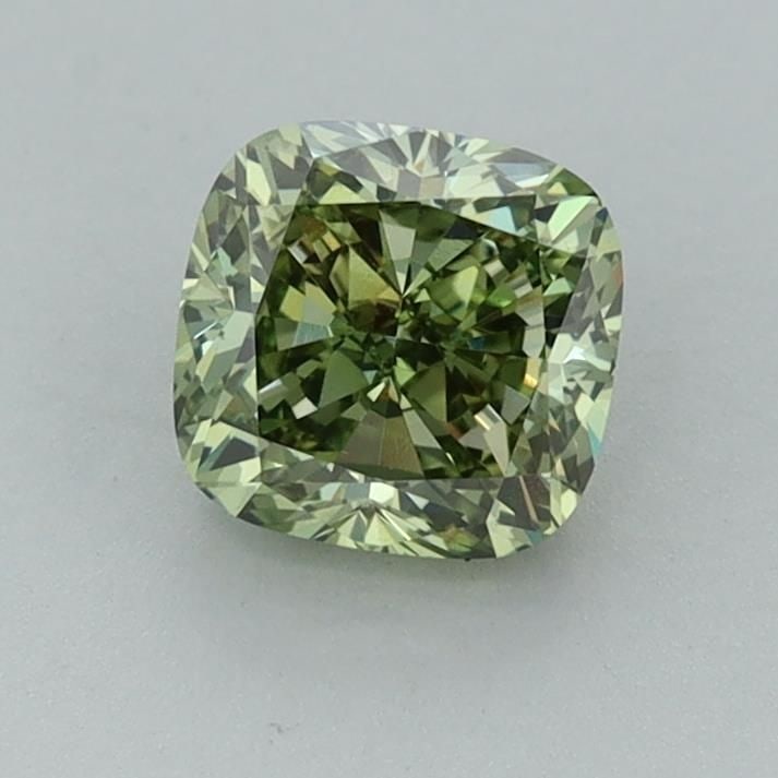 IGI Cushion Brilliant 1.01ct Fancy Vivid Green VVS2 - Loose Diamond: IGI Cushion Brilliant 1.01ct Fancy Vivid Green VVS2 - Loose Diamond IGI Cushion Brilliant Loose Diamond weighing 1.01ct, color Fancy Vivid Green, clarity VVS2, featuring excellent polish and symmetry,