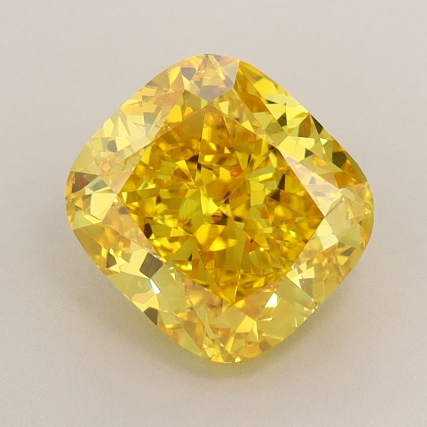 Loose Lab Diamond IGI Cushion Brilliant 2.09ct Fancy Vivid Yellow VVS2: Loose Lab Diamond IGI Cushion Brilliant 2.09ct Fancy Vivid Yellow VVS2 Loose Lab Diamond IGI Certified, 2.09ct, Fancy Vivid Yellow, VVS2 clarity, EX polish, VG symmetry, measurements 7.44L x 6.84W x 4