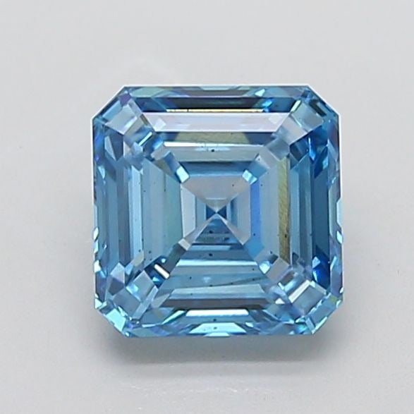 Loose Lab Diamond IGI Asscher 3.01ct Fancy Vivid Blue SI1: Loose Lab Diamond IGI Asscher 3.01ct Fancy Vivid Blue SI1 3.01ct lab-grown diamond certified by IGI, displaying an Asscher cut, Fancy Vivid Blue color, and SI1 clarity. It has excellent polish, good s