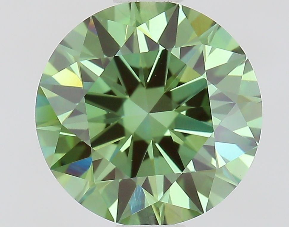 Loose Lab Diamond IGI Round 1.3ct Fancy Vivid Green VVS2 - Ideal: Loose Lab Diamond IGI Round 1.3ct Fancy Vivid Green VVS2 - Ideal Loose lab-grown diamond weighing 1.3 carats, round ideal cut, fancy vivid green color, VVS2 clarity, IGI certified, with dimensions of