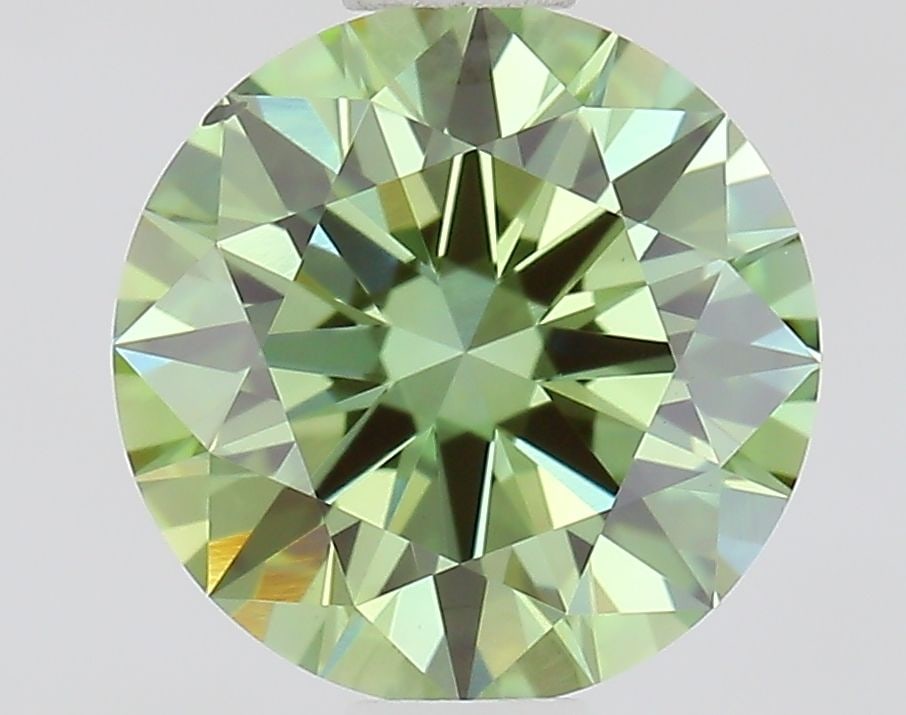 Loose Lab Diamond IGI Round 1.02ct Fancy Vivid Green VS2 - Ideal: Loose Lab Diamond IGI Round 1.02ct Fancy Vivid Green VS2 - Ideal Loose lab diamond weighing 1.02 carats, round ideal cut, fancy vivid green color, VS2 clarity, IGI certified, measuring 6.5L x 6.53W x