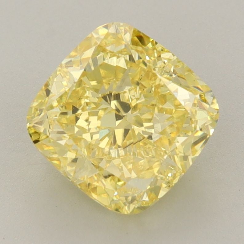 Cushion Modified 2.52ct Fancy Vivid Yellow VS1 - Loose Lab Diamond IGI: Cushion Modified 2.52ct Fancy Vivid Yellow VS1 - Loose Lab Diamond IGI Cushion modified loose lab diamond, IGI certified, weighs 2.52ct, with a fancy vivid yellow color, VS1 clarity, and excellent pol