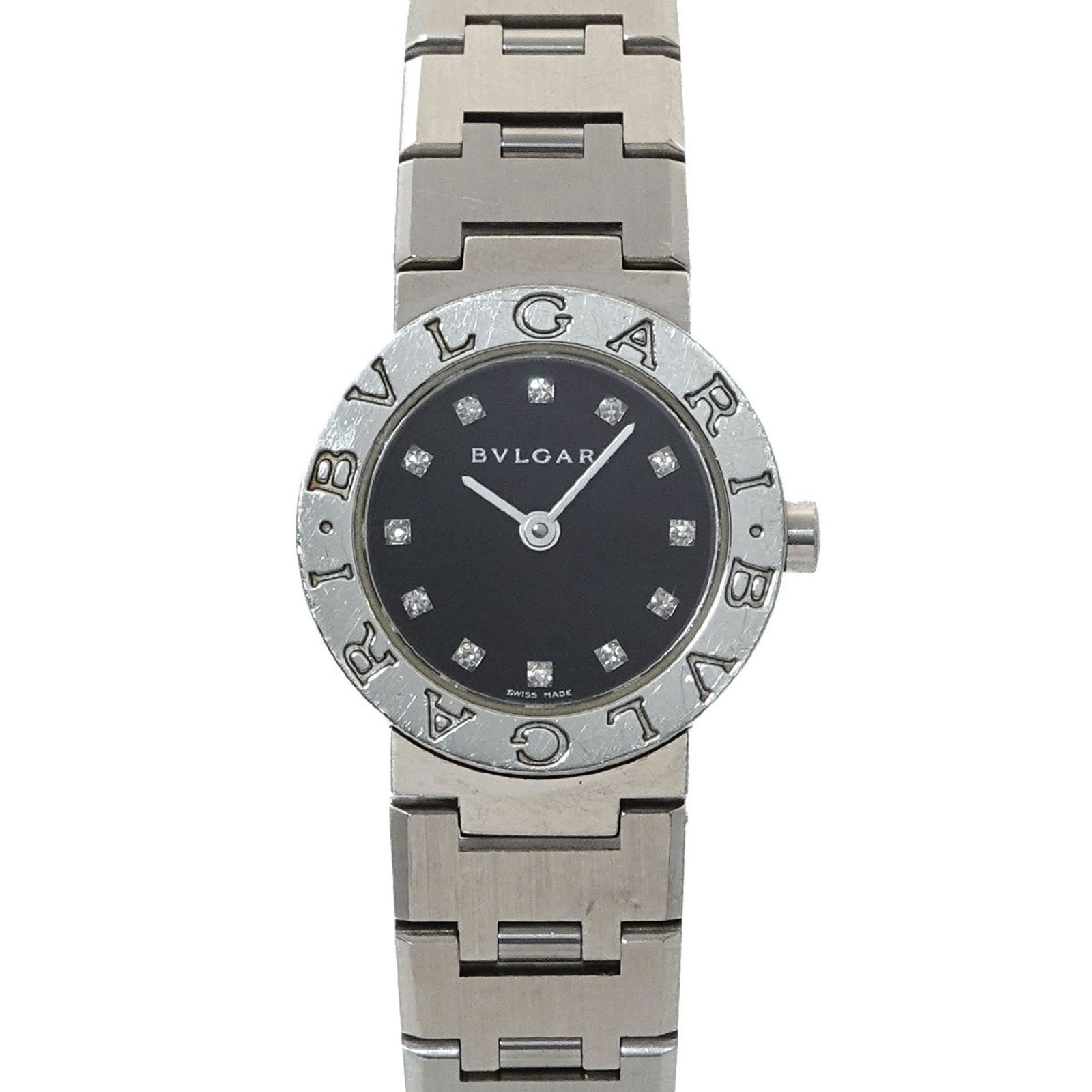 Wristwatch Bvlgari: Wristwatch Bvlgari Bvlgari Wristwatch for Women made of stainless steel with a black dial, 23mm case diameter, fitting wrist sizes of 15.5cm, in very good used condition. Item Specifics: Brand: Bvlgar