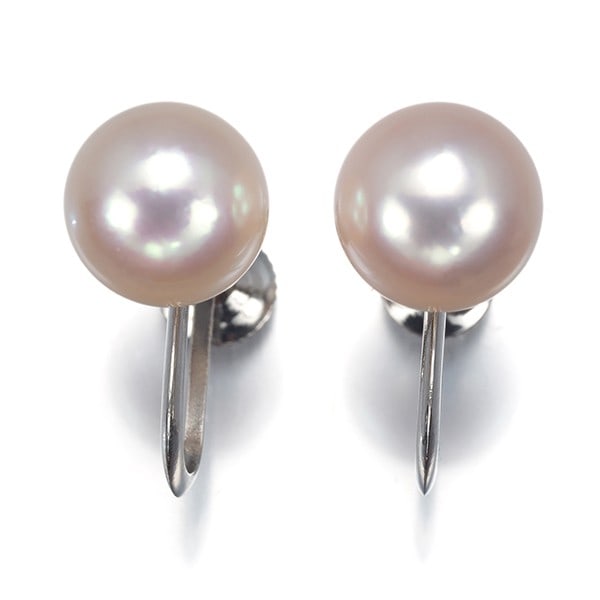 14K 585 White Gold Tasaki Earrings Akoya Pearl 8.3mm Solitaire (1 of 5)