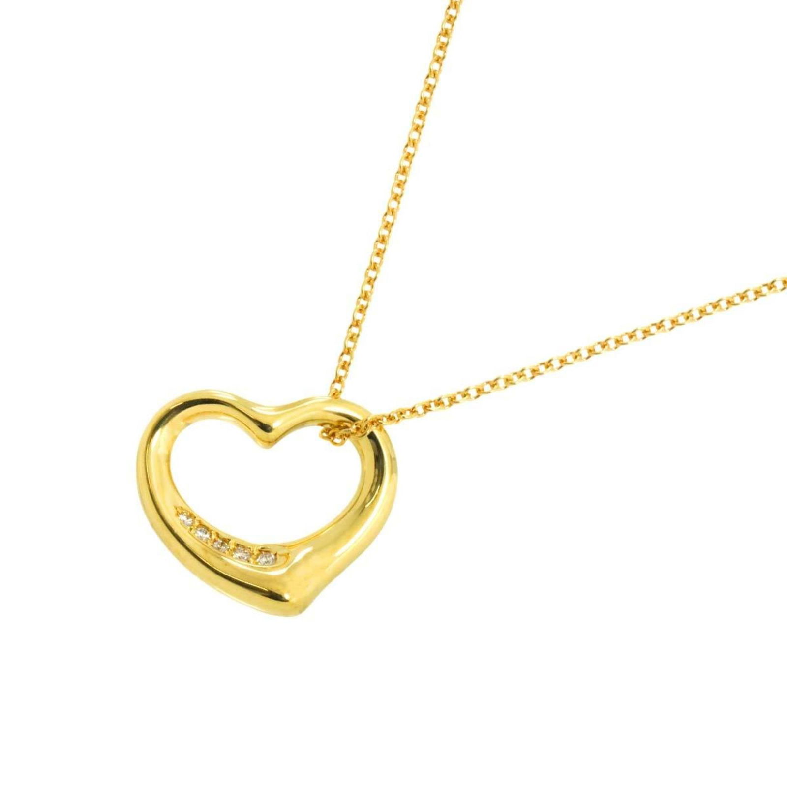 Tiffany & Co. 18K Yellow Gold Open Heart Necklace, 15mm, Diamond, 45cm (1 of 10)