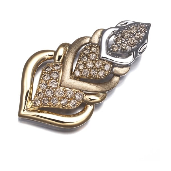 Gstv Pendant Brown Diamond 0.37ct 18K Yellow Gold/ Wg/ Bg: Gstv Pendant Brown Diamond 0.37ct 18K Yellow Gold/ Wg/ Bg GSTV pendant featuring a natural brown diamond weighing 0.37ct, set in multi-tone 18k gold; made in Japan. Item Specifics: Country Of