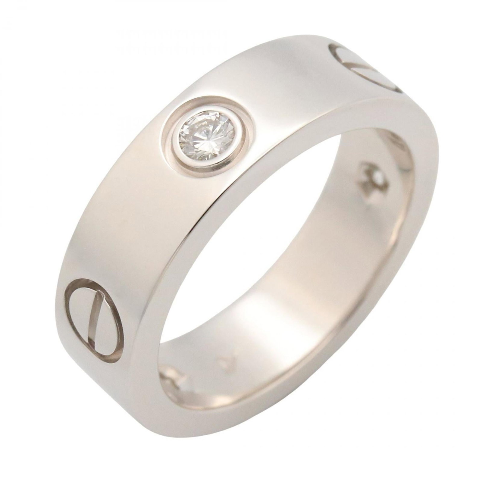 White Gold Cartier Band Ring (18K): White Gold Cartier Band Ring (18K) Cartier 18K white gold band ring for women, size 5.5, in used (like new) condition with hardly any traces of usage. Item Specifics: Brand: Cartier Type: Band Ring Ge
