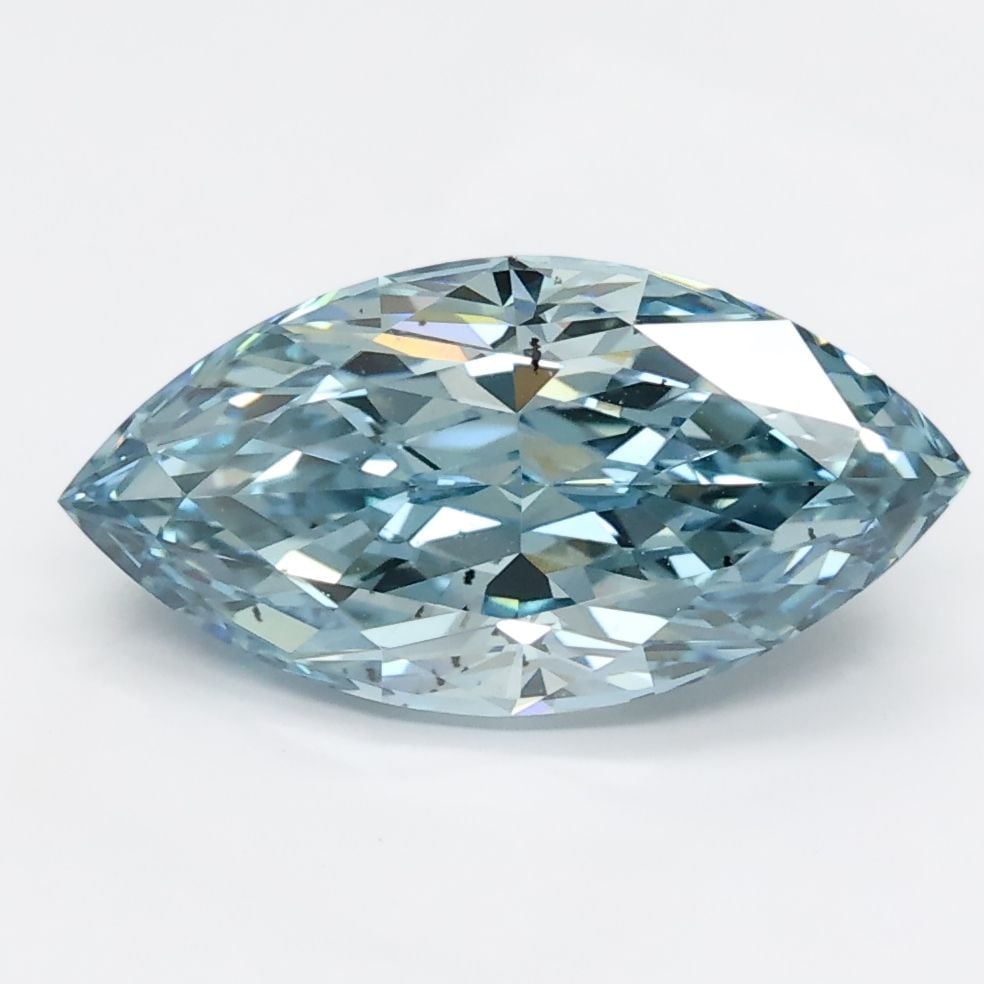 Loose Lab Diamond Marquise 2.09ct Blue SI2: Loose Lab Diamond Marquise 2.09ct Blue SI2 A 2.09ct marquise loose lab diamond in blue color and SI2 clarity, with GD polish and symmetry, measuring 12.71L x 6.36W x 3.98H. Item Specifics: Source: