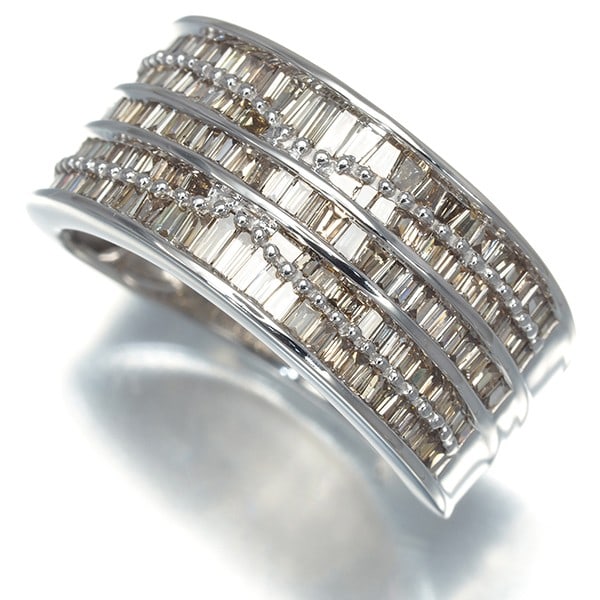 1.00Ct Brown Diamond Baguette-Cut & Tapered-Cut Ring 18K Wg (1 of 4)