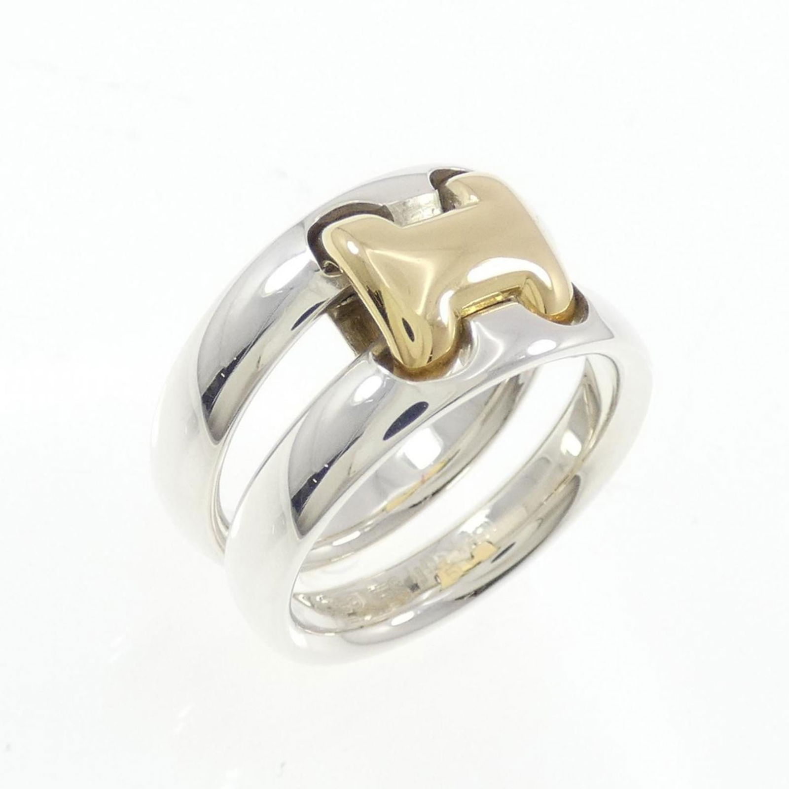 Hermes Band Ring Silver 925 & Yellow Gold (1 of 5)