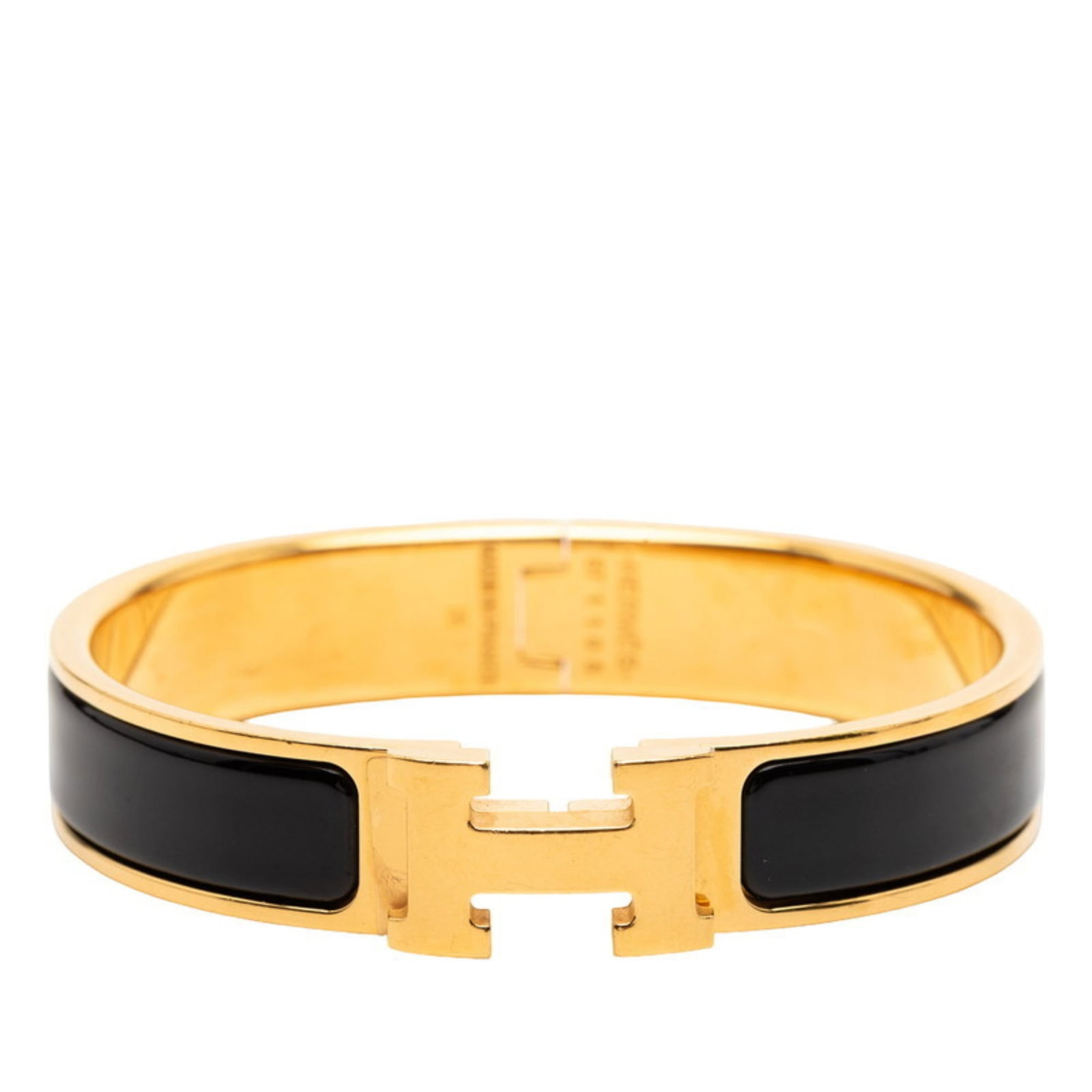 Plating Hermes Charm Bracelet Gold: Plating Hermes Charm Bracelet Gold Hermes Charm Bracelet for Women, made of gold plating, in black and gold colors, with a length of 16cm (6.29''), condition is used (good) with traces of usage. Item