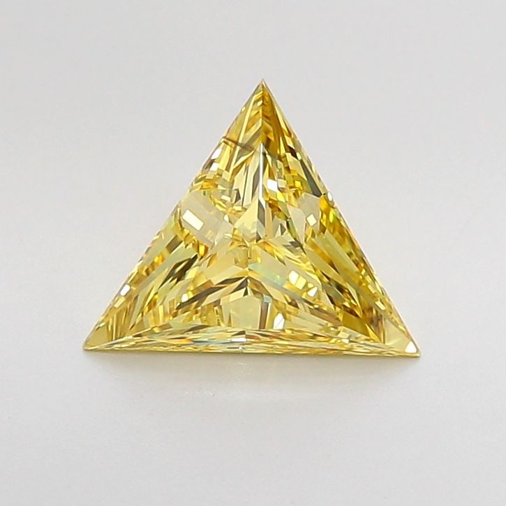 Loose Lab Diamond IGI Triangular 2.02ct Fancy Intense Yellow VS2: Loose Lab Diamond IGI Triangular 2.02ct Fancy Intense Yellow VS2 Loose lab-grown diamond with IGI certification, weighing 2.02ct, Fancy Intense Yellow color, VS2 clarity, excellent polish and
