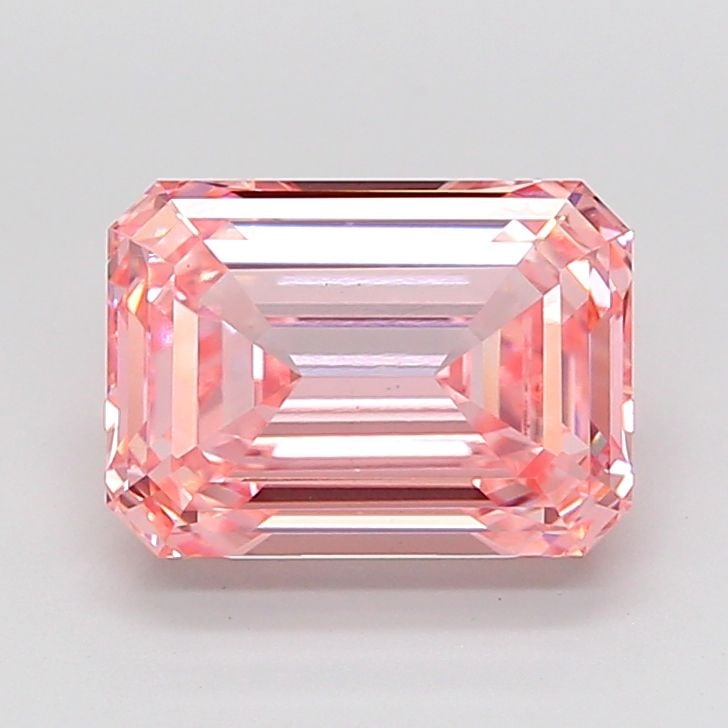 Loose Lab Diamond IGI Emerald 4.05ct Fancy Intense Pink VS1: Loose Lab Diamond IGI Emerald 4.05ct Fancy Intense Pink VS1 This loose lab-grown diamond weighs 4.05 carats, features an emerald cut, and has a fancy intense pink color with VS1 clarity, certified by