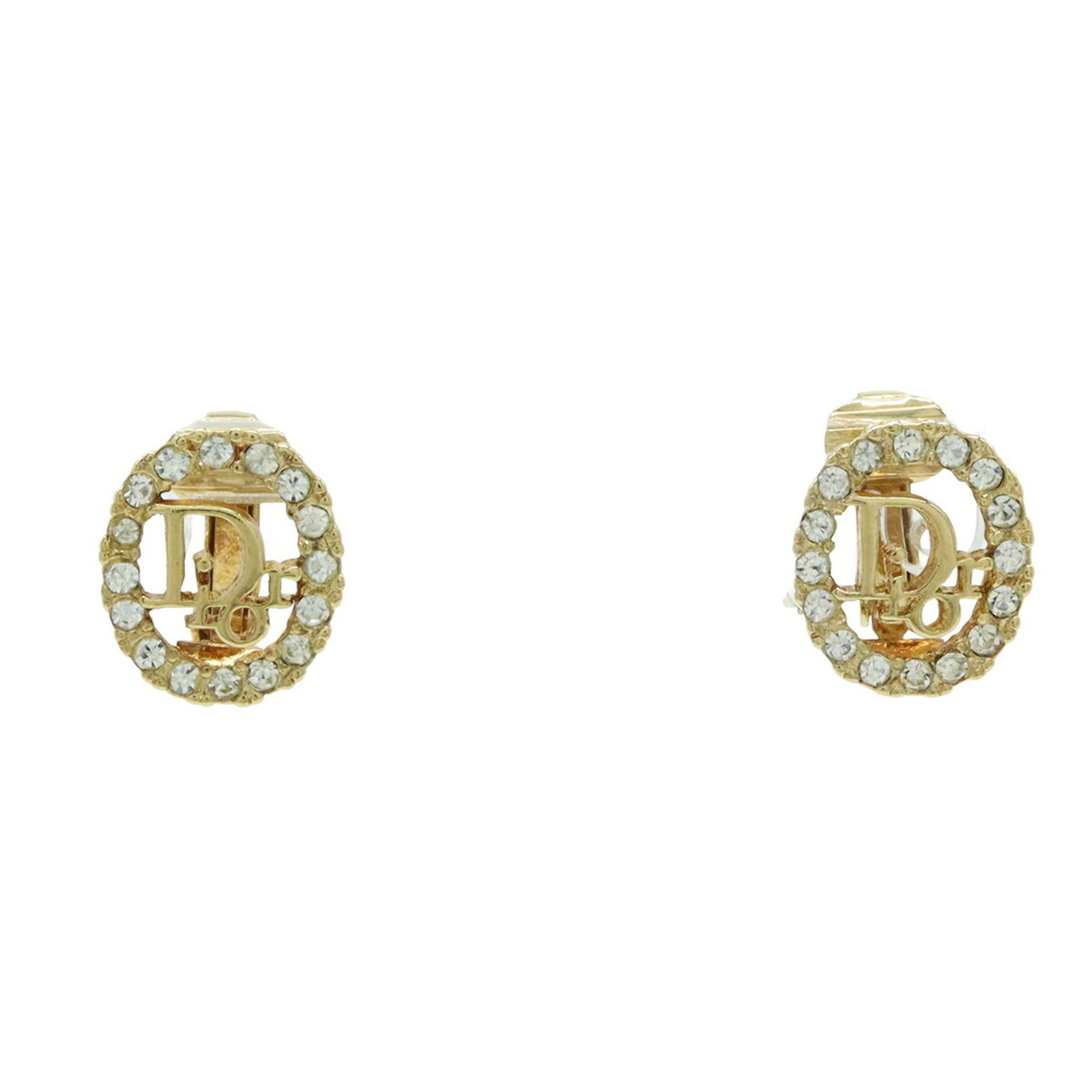 Christian Dior Earrings Clip: Christian Dior Earrings Clip Christian Dior gold-plated clip earrings for women, adorned with rhinestones, measuring 15.00mm x 13.00mm. Used in very good condition with minor signs of use. Item Specif