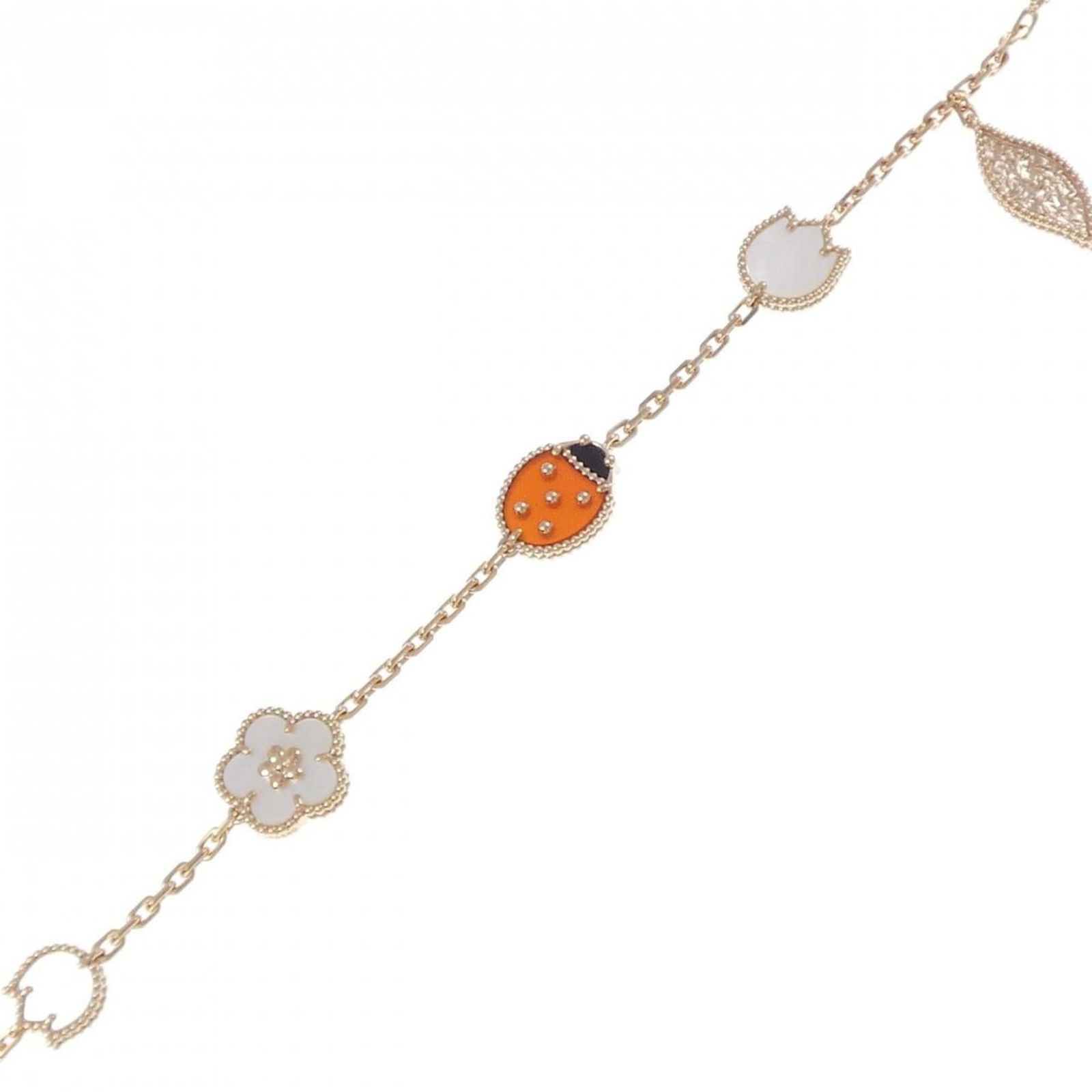 Van Cleef & Arpels 18K Pink Gold Charm Bracelet: Van Cleef & Arpels 18K Pink Gold Charm Bracelet Van Cleef & Arpels charm bracelet in 18K pink gold, designed for women, adorned with carnelian, mother of pearl, and onyx, with a length of 18cm and in