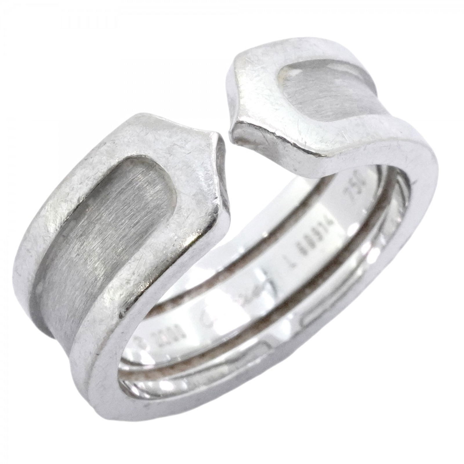 White Gold Cartier Band Ring (18K): White Gold Cartier Band Ring (18K) Cartier band ring for women made of 18K white gold, size 50 (US 5.5), in used condition with visible traces of usage. Item Specifics: Brand: Cartier Type: Band Ring