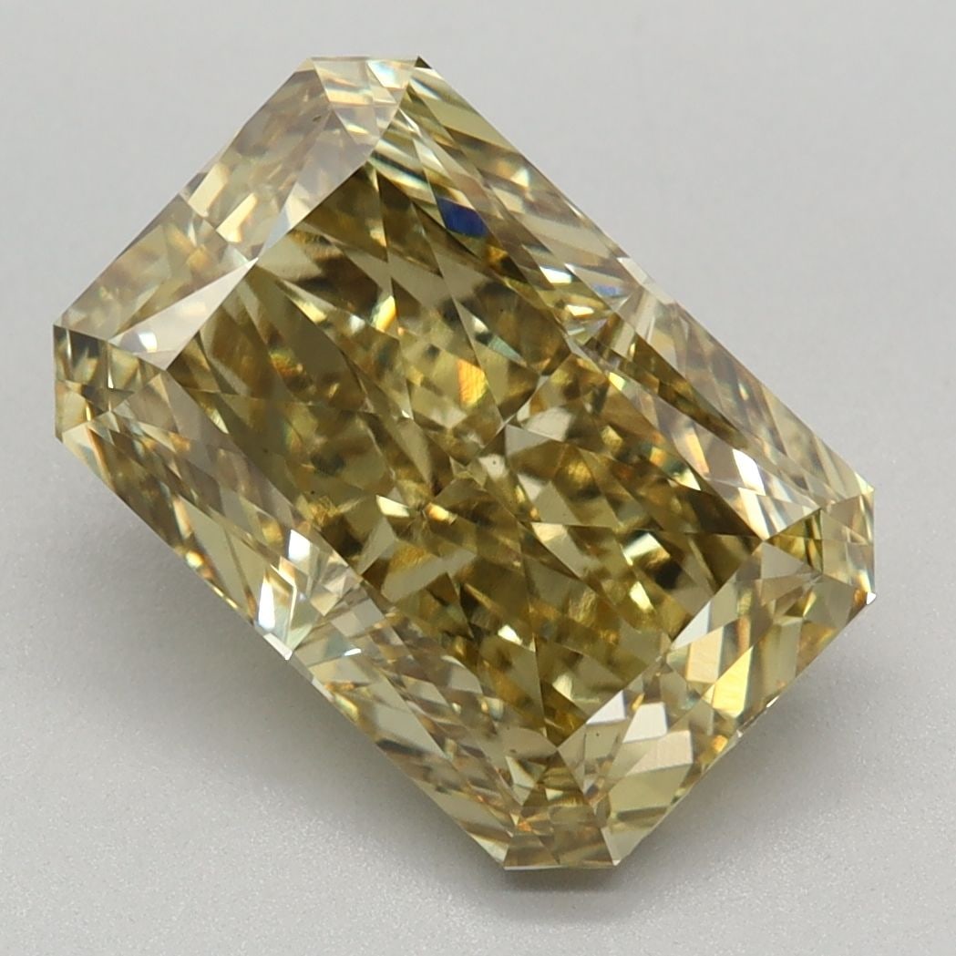 Loose Lab Diamond IGI Radiant 3.16ct Fancy Intense Gray Yellow VS1: Loose Lab Diamond IGI Radiant 3.16ct Fancy Intense Gray Yellow VS1 Loose lab-grown diamond certified by IGI, weighing 3.16ct with a fancy intense gray yellow color and VS1 clarity. Dimensions are 10.2