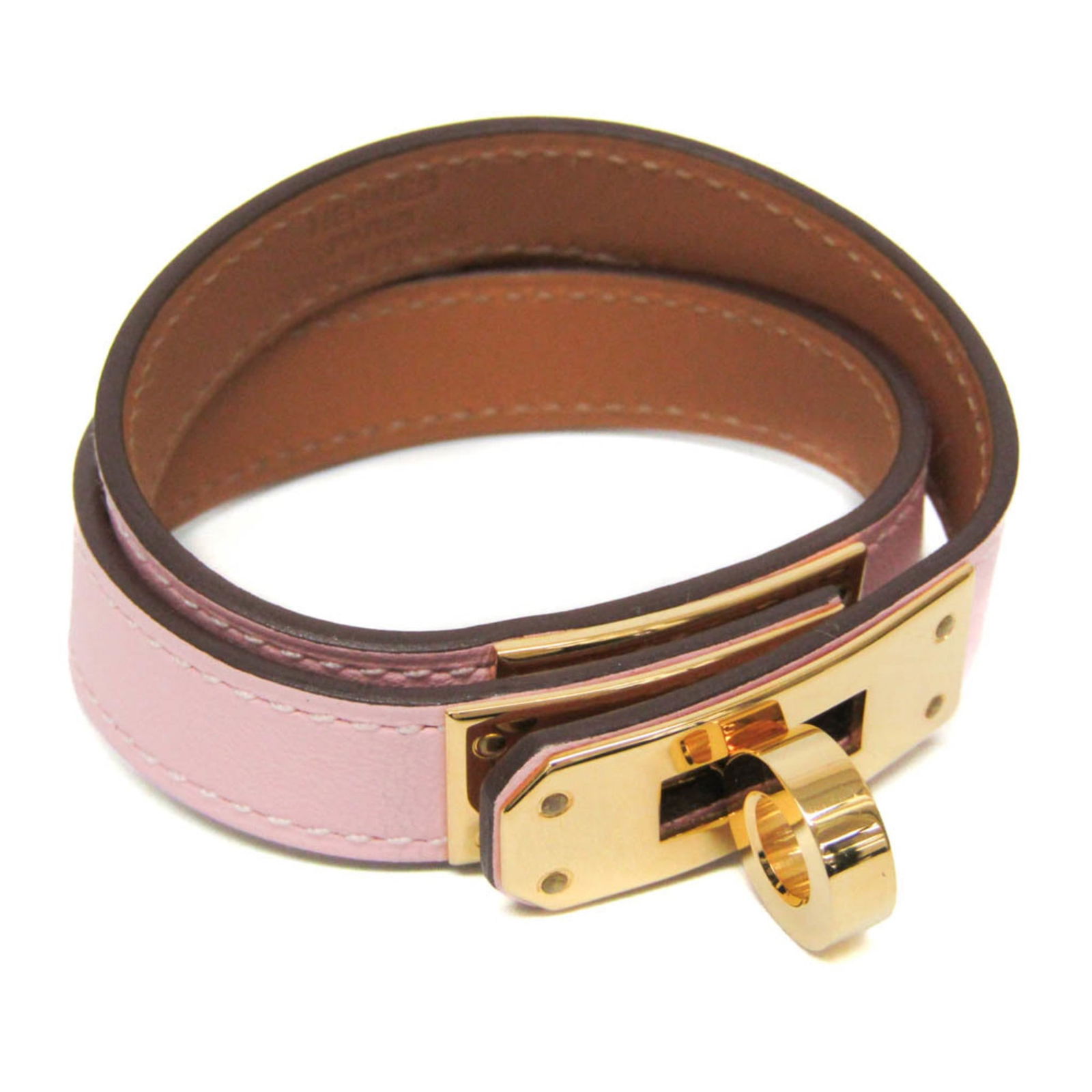 Hermes Swift Leather Bangle: Hermes Swift Leather Bangle Hermes bangle made from swift leather, featuring a pink color and measuring 14.5cm in length and 1.2cm in width. The item is in like-new condition. Item Specifics: Brand: H
