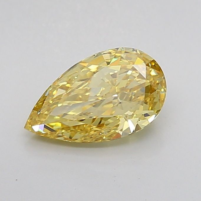 Loose Lab Diamond IGI Pear 1.73ct Fancy Intense Yellow VS1: Loose Lab Diamond IGI Pear 1.73ct Fancy Intense Yellow VS1 Loose lab-grown diamond weighing 1.73ct, with fancy intense yellow color and VS1 clarity, featuring EX polish and symmetry, measuring 10.06L