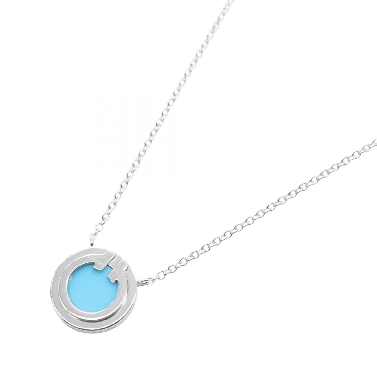 Tiffany & Co. Two Circle Necklace, Turquoise, 18K White Gold, Women's, Silver, Blue: Tiffany & Co. Two Circle Necklace, Turquoise, 18K White Gold, Women's, Silver, Blue This Tiffany & Co. necklace is crafted from 18K white gold and features a turquoise stone, with a neck circumference