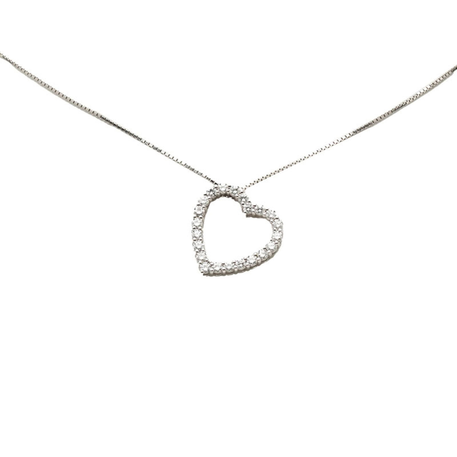 Gucci 18K White Gold Heart Motif Diamond Pendant Necklace for Women: Gucci 18K White Gold Heart Motif Diamond Pendant Necklace for Women Gucci 18K White Gold Heart Motif Diamond Pendant Necklace for women, with a 41.5 cm neck circumference and pendant size of 16mm x