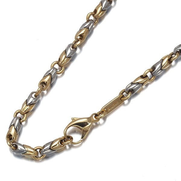 Bvlgari Passodopio Chain Necklace 18K 750 Yellow Gold/ Stainless Steel: Bvlgari Passodopio Chain Necklace 18K 750 Yellow Gold/ Stainless Steel Bvlgari Passodopio chain necklace crafted in 18K yellow gold and stainless steel, originating from Italy, with no main stone. Ite