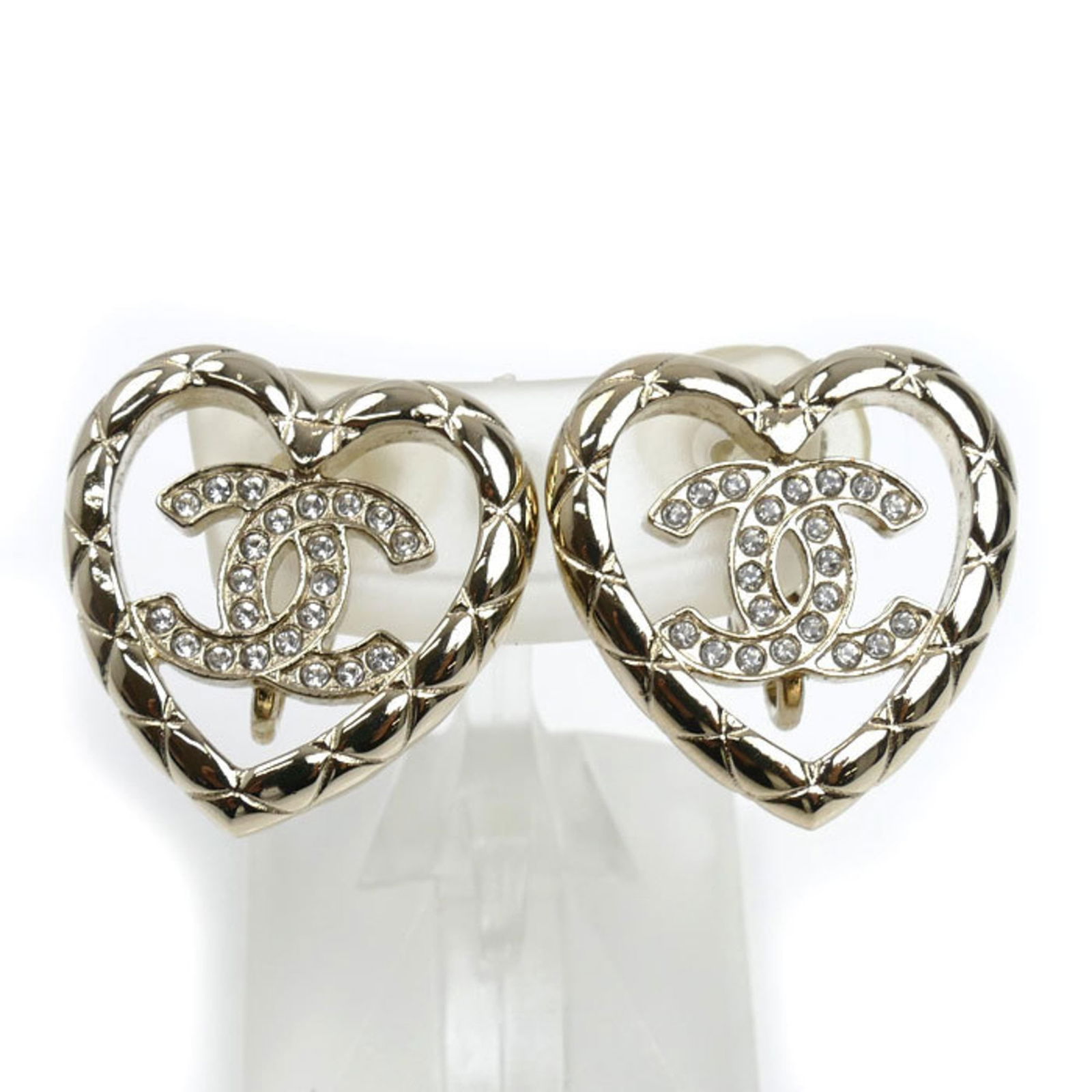Chanel Gold Plating Clip Earrings with Rhinestone (1 of 5)