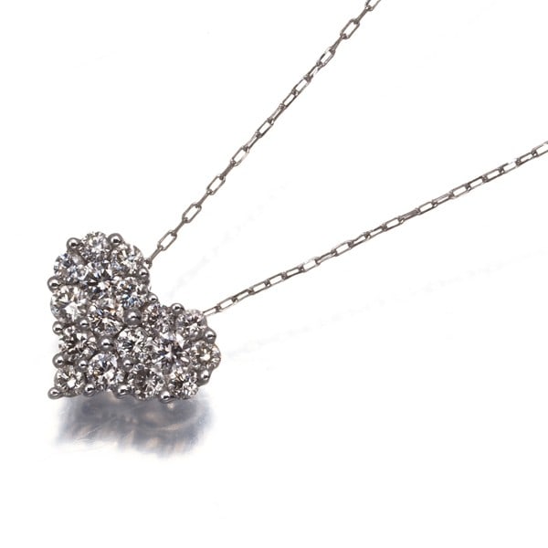 18K 750 White Gold Diamond 0.30ct Paved Heart Necklace: 18K 750 White Gold Diamond 0.30ct Paved Heart Necklace 18K 750 White Gold Diamond Paved Heart Necklace from Japan, featuring a natural diamond, designed as a pendant. Item Specifics: Country Of Origin