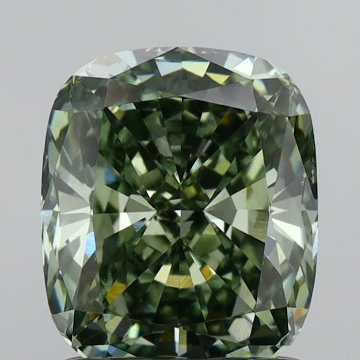 Loose Lab Diamond IGI Cushion Modified 1.31ct Fancy Intense Green VS1: Loose Lab Diamond IGI Cushion Modified 1.31ct Fancy Intense Green VS1 Loose lab-grown diamond weighing 1.31ct with a fancy intense green color and VS1 clarity, certified by IGI, featuring excellent