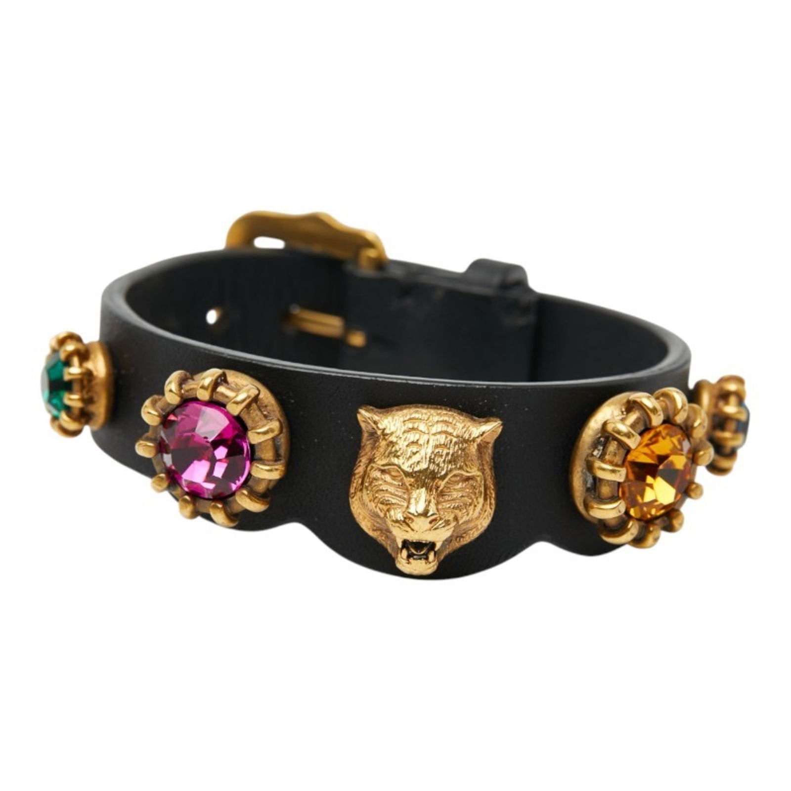 Charm Bracelet by Gucci: Charm Bracelet by Gucci Gucci charm bracelet in black and gold, adjustable from 14cm to 16cm, used in very good condition with minor traces of use. Item Specifics: Brand: Gucci Type: Charm Bracelet