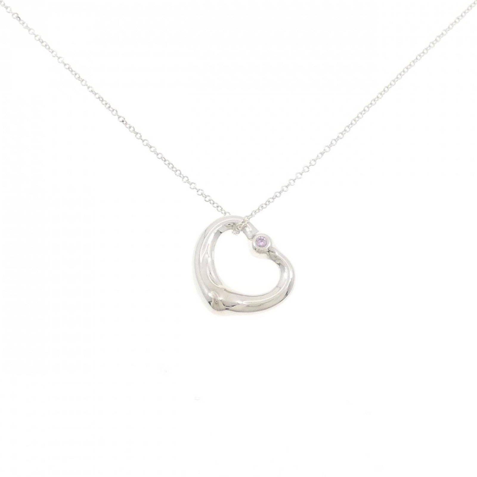 Tiffany Necklace Open Heart: Tiffany Necklace Open Heart The Tiffany Open Heart Necklace for women is made of Silver 925 and features a sapphire, with a total weight of 3.4g, a neck circumference of 41cm (16.14 inches), and is in