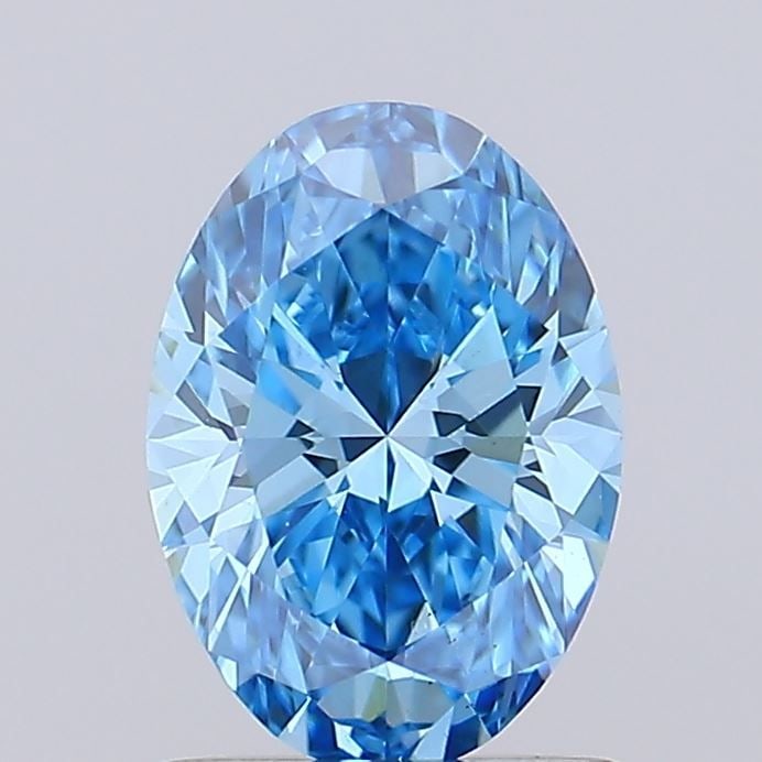 Loose Lab Diamond Oval 1.06ct Fancy Vivid Blue VS1: Loose Lab Diamond Oval 1.06ct Fancy Vivid Blue VS1 Loose lab-grown oval diamond weighing 1.06 carats with fancy vivid blue color and clarity VS1, no certification. Measurements are 8.03L x 5.72W x