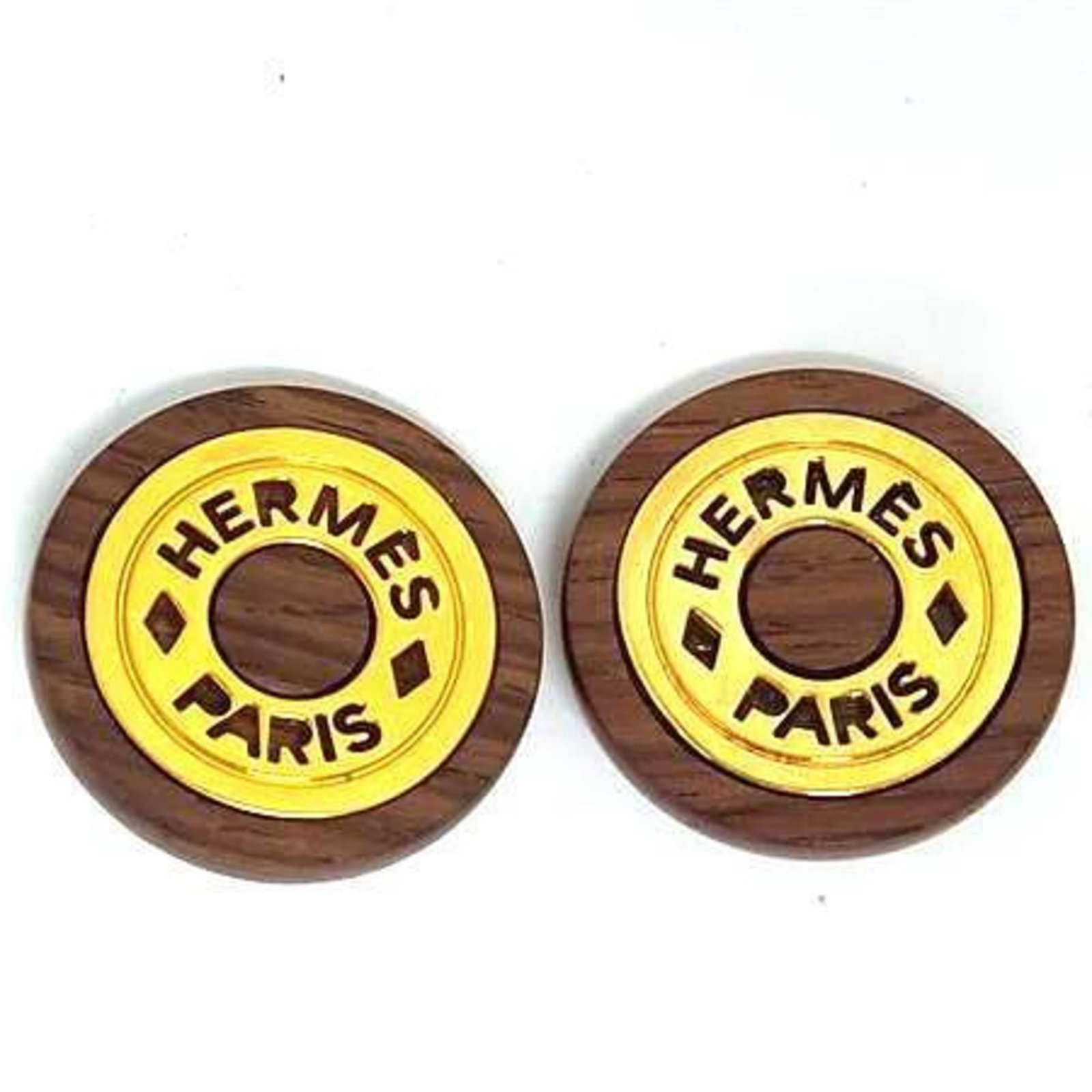Hermes Clip Earrings - Metal, Wood (1 of 3)