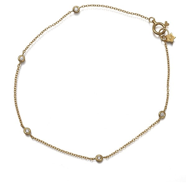 Star Jewelry 18K Yellow Gold Bracelet 0.07ct Diamond 5P Station: Star Jewelry 18K Yellow Gold Bracelet 0.07ct Diamond 5P Station This 18K yellow gold bracelet by STAR JEWELRY features a 0.07ct diamond as a station design, crafted in Japan. Item Specifics: Country O