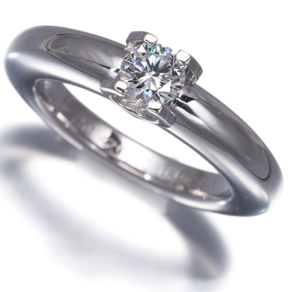 Cartier Diamond Ring, 0.3ct Solitaire C De Cartier, 18K White Gold, Eu49 (1 of 6)