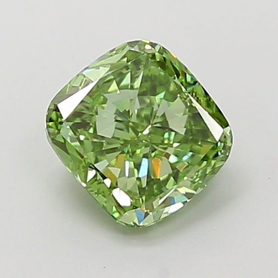 Loose Lab Diamond 1.03ct Fancy Vivid Green VVS2 - IGI Cushion Modified: Loose Lab Diamond 1.03ct Fancy Vivid Green VVS2 - IGI Cushion Modified Loose Lab Diamond weighing 1.03ct, color Fancy Vivid Green, clarity VVS2, with EX polish and VG symmetry, measuring 5.9L x 5.51W