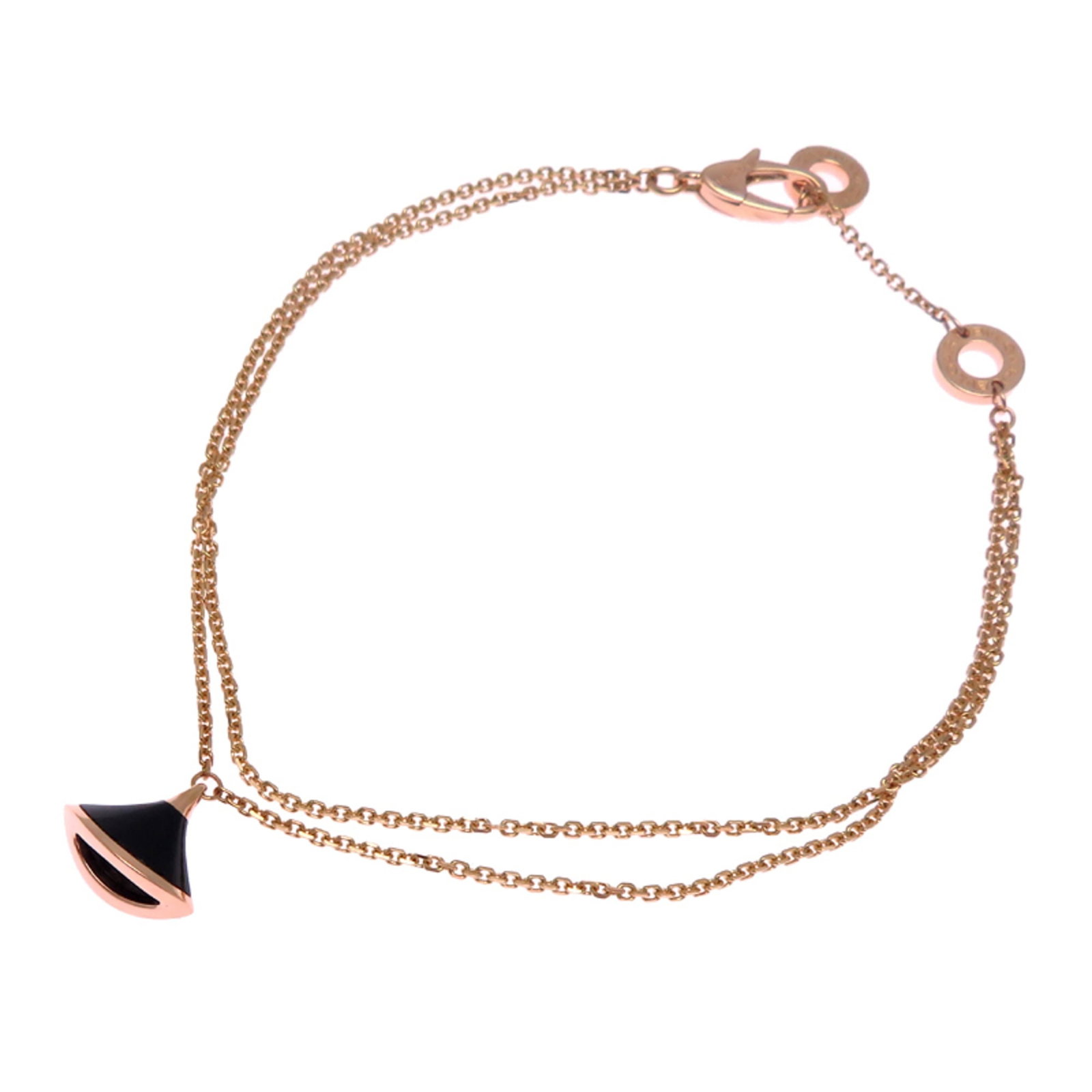 Bvlgari 18K Pink Gold Charm Bracelet: Bvlgari 18K Pink Gold Charm Bracelet Loose lab-grown diamond certified by IGI, weighing 1.71ct with D color, VVS2 clarity, and excellent polish and symmetry. Dimensions are 8.42mm x 5.93mm x 3.97mm. 