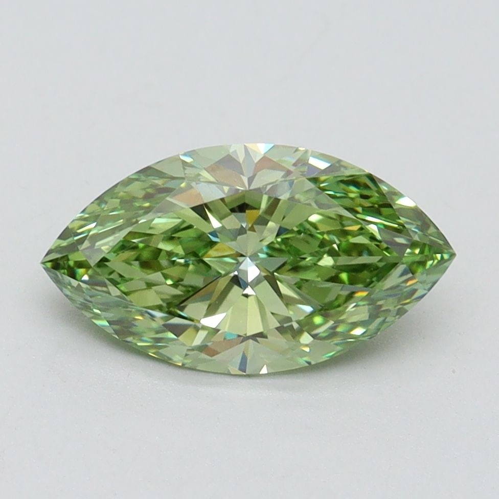 Loose Lab Diamond IGI Marquise 1.51ct Fancy Vivid Green VS1: Loose Lab Diamond IGI Marquise 1.51ct Fancy Vivid Green VS1 Loose lab-grown diamond certified by IGI, weighing 1.51ct, in Fancy Vivid Green color with VS1 clarity; measurements are 10.97L x 6.07W x