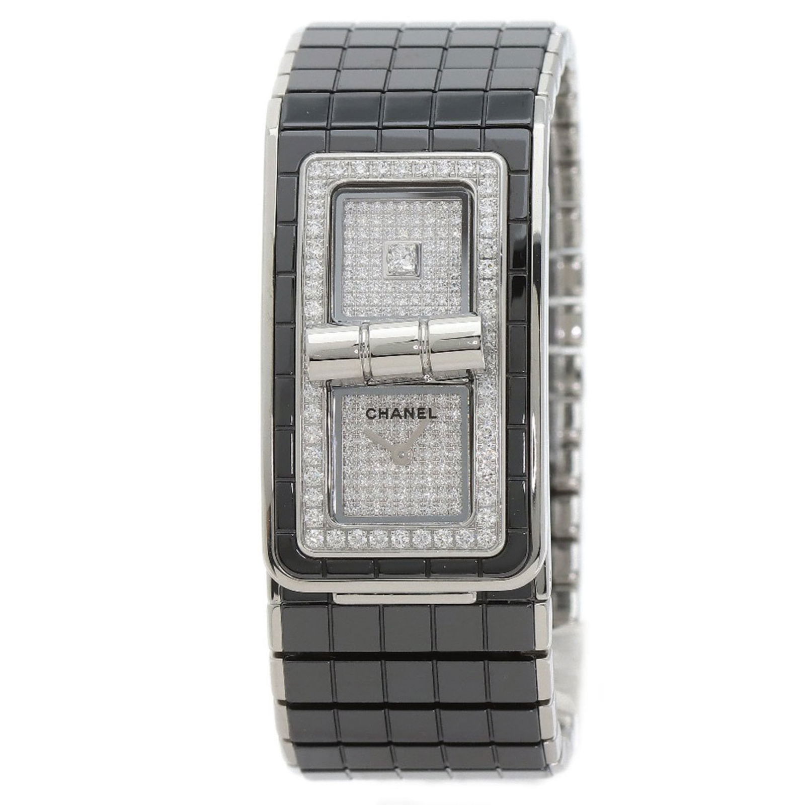 Wristwatch Chanel: Wristwatch Chanel Chanel wristwatch for women, featuring an analog display with a stainless steel case and ceramic/stainless steel band, case diameter of 38.3mm (1.51''), in very good used condition.