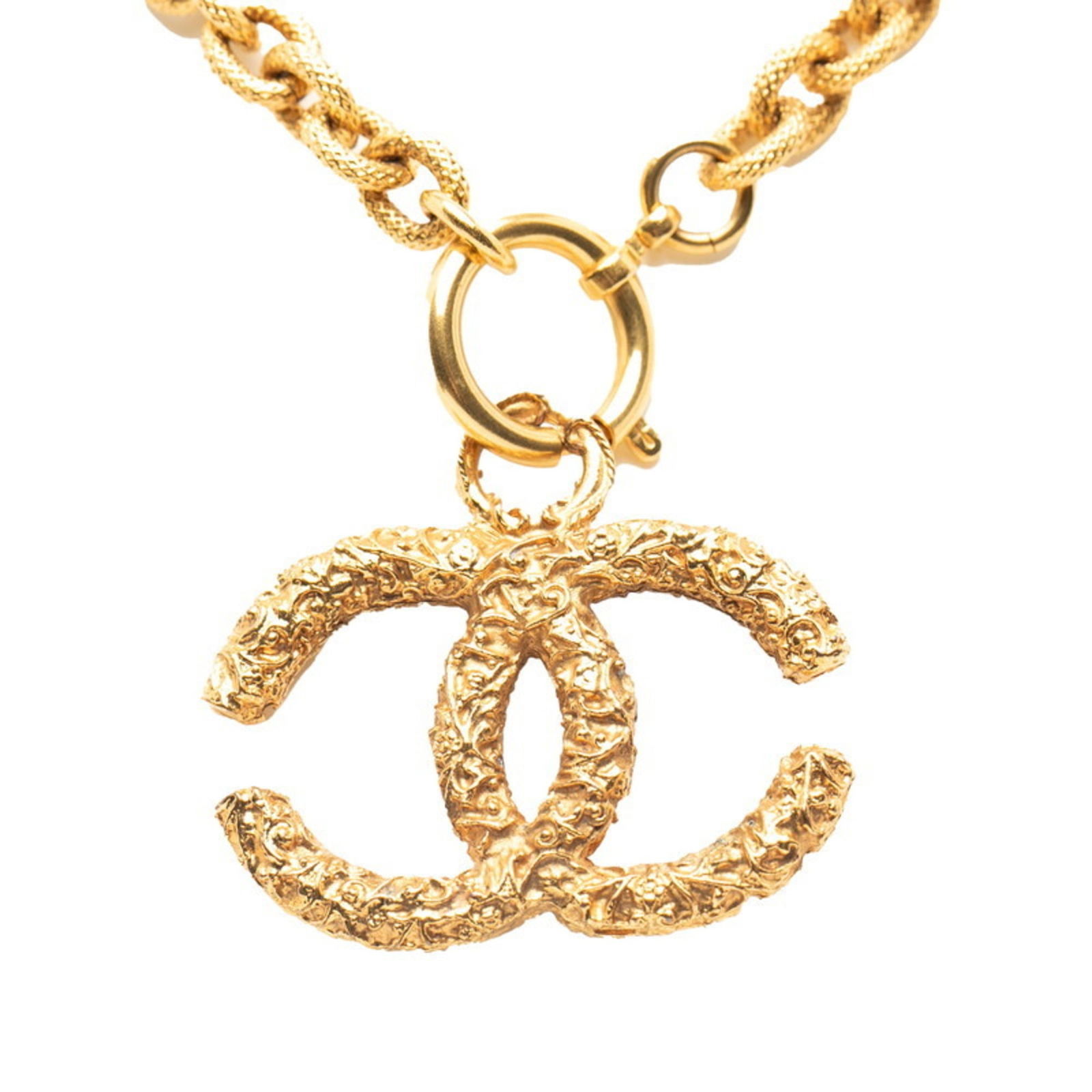 Chanel Vintage Coco Mark Chain Necklace, Gold Plated, Women's: Chanel Vintage Coco Mark Chain Necklace, Gold Plated, Women's Chanel vintage women's necklace in gold plated, measuring 80 cm in neck circumference and featuring a pendant size of 44.4mm x 51.1mm; use